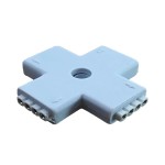 Female connector for RGB led strips, with 4 pins and 4 ports - + form